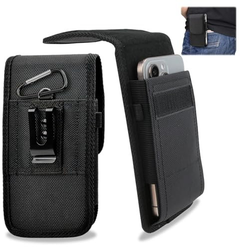 Porta Cellulare da Cintura 6.5'', Verticale Portatelefono da Cintura(18 x 10 cm), Custodia Cellulare Telefono con Clip, Compatibile con iPhone Pro Max per Samsung Plus Ultra (Nero)