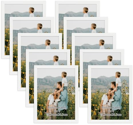 Giftgarden Bilderrahmen 15x20 Weiß 10 Stück, 15x20 cm Fotorahmen für Wohnzimmer, Schlafzimmer oder Büro, Wand- oder Tischaufsteller