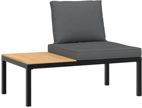 vidaXL Gartenbank mit Kissen Schwarz Aluminium
