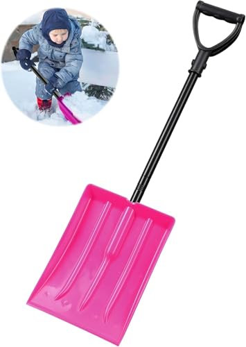 Kids Snow Shovel, Plastic Snow Shovel for Kids Toddler with Metal Handle, Lightweight Emergency Shovel for Car, 81 cm Detachable Shovel for Driveway Home Garden Camping Beach, Pink