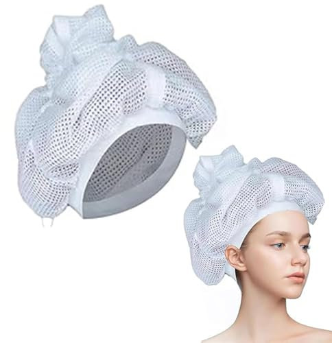 Cuffia di Plopping per asciugare i Capelli Ricci, Cuffia a Rete per Capelli Ricci, Berretto Netto per Capelli Ricci, Cuffia per Capelli con Coulisse Regolabile cuffia ricci adorn ricci(Bianco)
