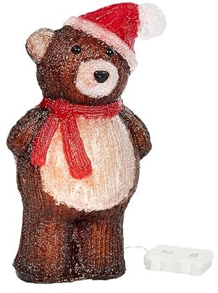 Smart Garden Christmas Acrylic InLit LED Teddy Bear Light Up Christmas Decoration - 34cm - Battery Operated - Indoor/Outdoor Use - Christmas Decoration For Front Garden, Lawn, Home