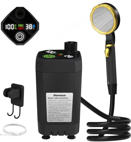Aomiun Pompa per Doccia da Campeggio Kit Doccia Esterna per Camper Kit Doccia da Campeggio con Display Digitale Intelligente Kit Doccia Regolabile