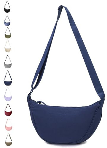 JENCVNL Damen Halbmond Tasche Nylon Crossbody Bag Damen Crossbody Moon Bag Crossbody Bag Halbmond Schultertasche mit verstellbarer Schultergurt (Marine)