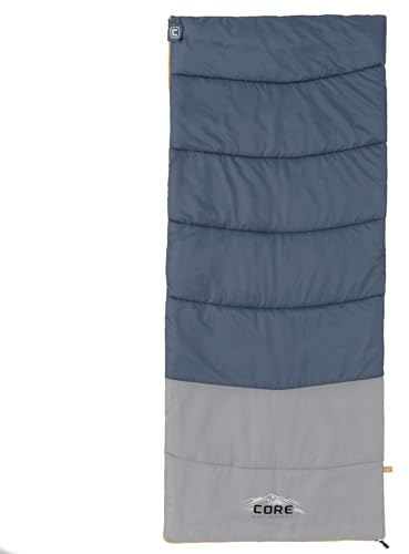 CORE 50 Degree Adult Sleeping Bag | Lightweight & Compact | Perfect for Indoor or Outdoor Use, Camping, Hiking, & Sleepovers | Ideal for Warm 3 Season Weather