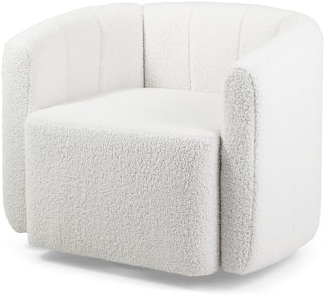 HOMASIS Moderner Wohnzimmerstuhl, gepolstert, mit Armlehnen, 360° drehbar, Faultiersofa, Belastung 160 kg, für Wohnzimmer, Schlafzimmer, Büro, Weiß