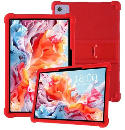 Funda de silicona para tablet HotLight C10 de 10.1 pulgadas con cobertura completa, a prueba de golpes, antiarañazos, soporte ajustable y funda de silicona suave, color rojo