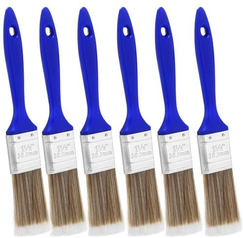 QWORK® 6 Pièces Pinceaux Peinture Plats - Largeur 3,8 cm, Manche Ergonomique en Plastique - pour revêtements à Base d'eau et de solvants