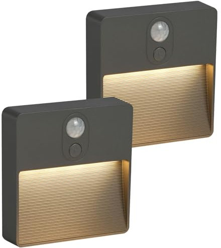 HOTUT Nachtlicht mit Bewegungsmelder, 2 Stück Dimmbare Beleuchtung mit 5 Farben, Indoor Treppenbeleuchtung für Kinderzimmer, Schlafzimmer, Flur, Treppen