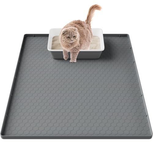 Pawinner Cat Litter Mat Extra Large 31.5x22 inch (80x56 cm), Silicone Pet Litter Tray Mat, Urine and Waterproof, Odourless, Anti- Slip Easy Clean Cat Litter Tray Mat