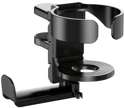 Inkoby Portable 2 in 1 Desk Cup Holder Adjustable Non Slip Headphone Holder Desk Accessories Clip on Arm Clamp Stand