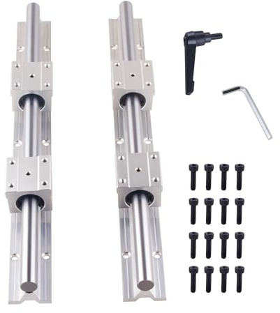 AOMIKITSTU Linearführungen, 2 Stück Linearlagerschiene, SBR20 500mm Linearführung Linearschiene, mit 4 Stück SBR20UU Lagerblöcken, Führungsschiene für Drehmaschinen und CNC-Maschinen