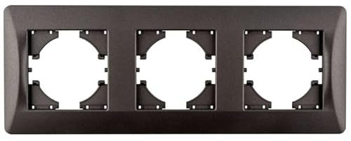 Cadre encastré horizontal en graphite, 3 éléments, idéal pour installations électriques et décoratives.