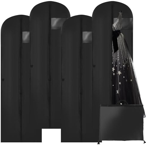 4 Stück Kleidersack lang 180 cm x60cm, Faltbare Kleiderhüllen mit Reißverschluss, Kleidersäcke für Kleiderschutzhülle, Brautkleider, Abendkleider oder Lange Mäntel, Tanzkostüme