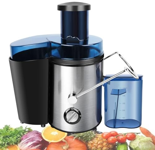 Starker 400W Entsafter für frischen Saft, Entsafter Gemüse und Obst | Lebensmittelechtes Edelstahlsieb & Scharfe Klingen | Doppelte Geschwindigkeitskontrolle Slow Juicer