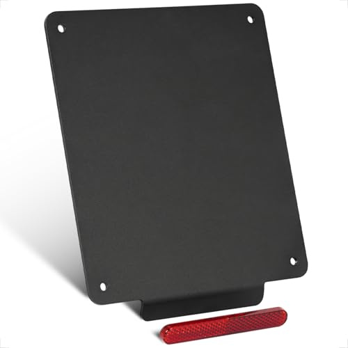 Evermotor Motorrad Kennzeichenhalter mit Reflektor, Sicherer Halt | 180×200mm Universal, mit 100mm 30° Reflektor, 3mm Aluminium, Leicht, Vibrationsfest, für Motorrad, Moped, Roller, Scooter
