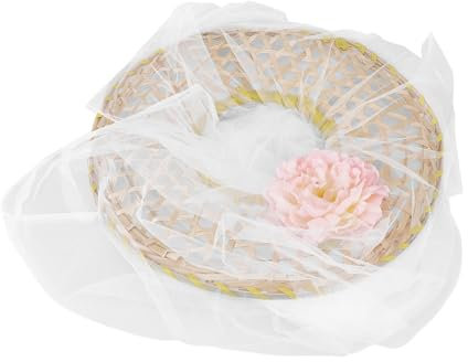 SAFIGLE Vintage Orientalischer Bambushut Mit Schleier Hohl Traditioneller Japanischer Chinesischer Sonnenhut Kappe Für Hochzeitsfeierdekorationen Fotografie Bühne Cosplay Requisiten