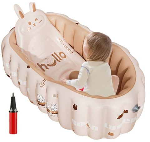 Huvqianu Vasca da bagno gonfiabile per bambini, vasca da bagno gonfiabile per bambini, piscina pieghevole, accessorio da viaggio, casa, spiaggia, campeggio, vacanza, festa