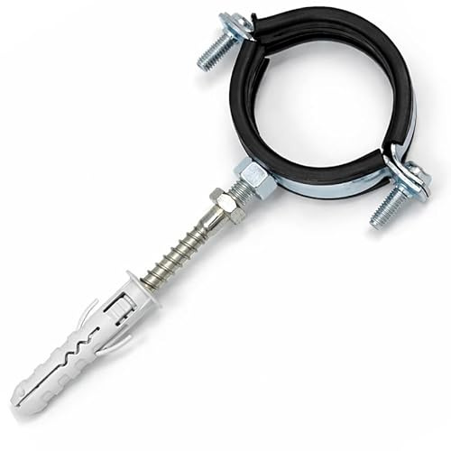 3 (87mm-98mm) (Pack of 4) Rubber Lined Munsen Rings Pipe Clamps EPDM Pipe Hanger Anti Vibration Clamp Bracket Included 14mm x 70mm Screw Plug with Clamp - H00D