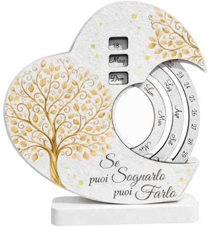 Regalami Bomboniera Calendario Perpetuo Albero della Vita – Calendario Infinito con Ruote Girevoli 12x12 cm – Bomboniera Completa (1, Rotondo)