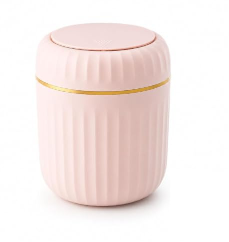 Thfaeyta 2pcs Pink Bedroom Bin Plastic Bathroom Bin with Lid for Home | Compact Size, Press-to-Open Lid, Smooth Plastic Build, Pet-Secure Fit, Easy Clean for Bedroom, Bathroom, Desk and Vanity Use