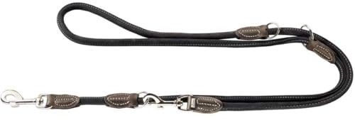 HUNTER Round and Soft Hunting Verstellbare Führleine für Hunde, rund, Leder, weich, robust, 1,0 x 200 cm, schwarz