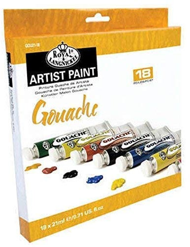 Royal Langnickel Set Of 18 Large 21ML Tubes Of Gouache Artist Paints & Brush Sets