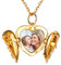 Custom4U Chain With Photo,Locket For Women And Daughter,with 18''/45cm Rolo Chain,18K Gold Plated Angel Wings Gold Lockets for Women,Pendant Gifts for Mum Engraved Necklace