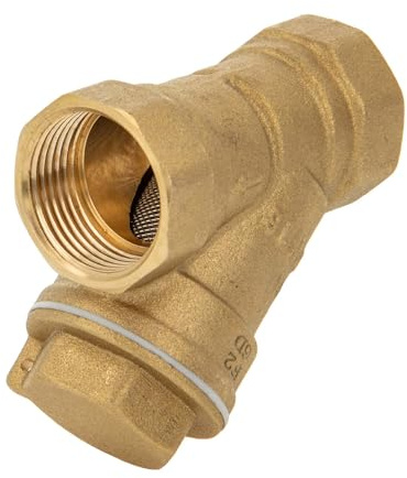 tecuro Schrägsitz-Schmutzfänger Rp 1/2 (DN 15) mit Edelstahlsieb 0,5 mm Maschenweite, Messing
