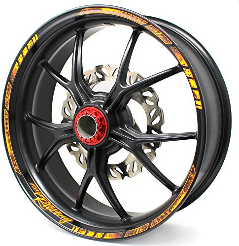 18 Teiliges Felgenrandaufkleber Neon Line Felgendesign inkl. Felgenbettaufkleber Komplett-Set -Finest Folia passend für 17 Zoll & 161819 Felgen Motorrad Auto Fahrrad MR003 (Neon Orange, Matt)