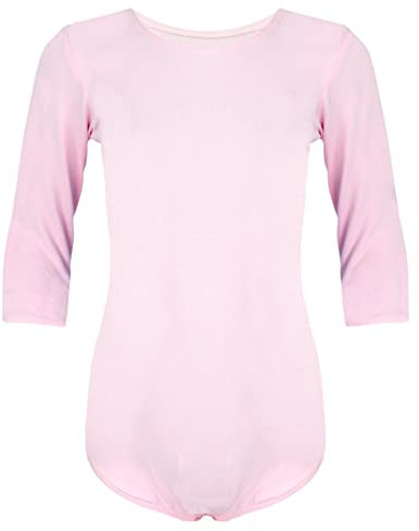 Aquarti Body da Danza con Maniche a 3/4 per Bambina, Chiaro Rosa, 128