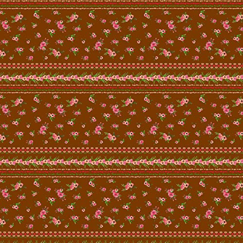 Soimoi Tissu Marron en Crêpe Japon Marron avec des Feuilles Et Un Panneau De Décoration Florale Imprimé Bty 42 Pouces De Large