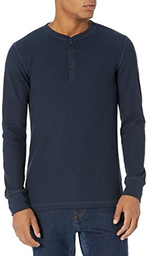 Amazon Essentials Men's Slim-Fit Long-Sleeve Waffle Henley Shirt