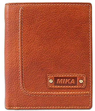 MIKA 14112102 - Geldbörse aus Echt Leder, Portemonnaie im Hochformat, Geldbeutel mit 9 Kreditkartenfächer, 2 Einschubfächer, 2 Scheinfächer und Münzfach, Brieftasche in Cognac, ca. 12 x 10 x 2,5 cm