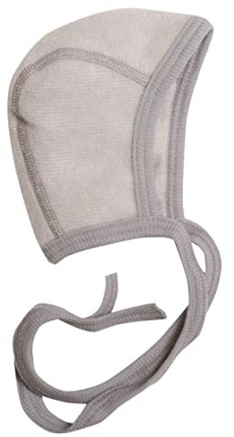Cosilana Baby Häubchen Fleece, 60% Wolle kbT und 40% Baumwolle KBA (74-80, Grau meliert)