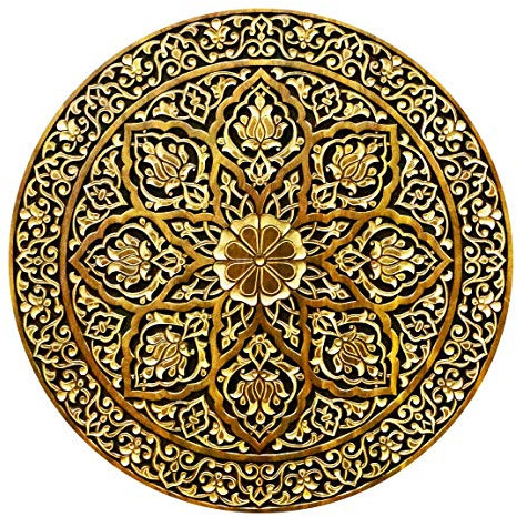 Bilderwelten Runde Tapete selbstklebend - Edles Mandala in Holzoptik 175x175cm