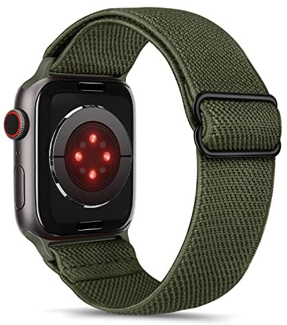 Tasikar Solo Loop Band Kompatibel mit Apple Watch Armband 42mm (Serie 10) 41mm 40mm 38mm, Nylon Elastisches Armband Ersatzarmband Kompatibel mit iWatch SE2 SE Serie 10/9/8/7/6/5/4/3/2/1 (Armeegrün)
