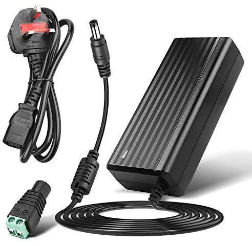 12V 5A Power Adapter Supply - LeTaoXing AC 100-240V 50/60Hz to DC 60W 12 Volt 5amp LED Driver Transformers Universal Switching 12V/5A UK Cord for LED Strip Light CCTV Cameras LCD Monitors