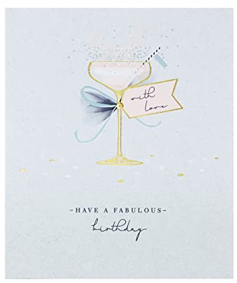 UK Greetings Geburtstagskarte für sie/Freundin, Happy Birthday Geschenke, Mädchen, Frauen, elegantes Cocktail-Design, mit Umschlag, 143 x 165 mm