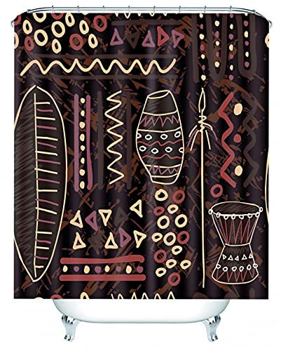 Banemi Ösen Duschvorhang, Clofy Duschvorhänge Braun Werkzeuge Polyestergewebe 120X180cm für Eck Dusche mit 12 Duschvorhangringen