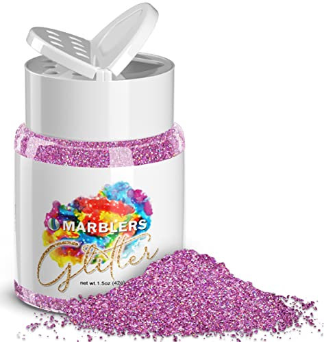 MARBLERS Holographic Glitter [Holo Bubblegum] 1.5oz (42g) | Fine | Non-Toxic, Vegan, Cruelty-Free | Face, Body, Eyeshadow, Hair, Festival, Party Makeup, Nail Art, Polish | Resin, Tumbler, Slime, Craft