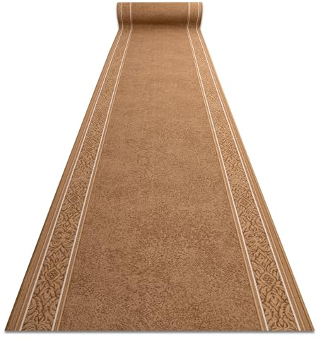 rugsx Antirutsch Teppichläufer St. Tropez - Rahmen, moderner Kurzflor für Küche, Flur & Wohnzimmer, Meterware, beige 100x520 cm