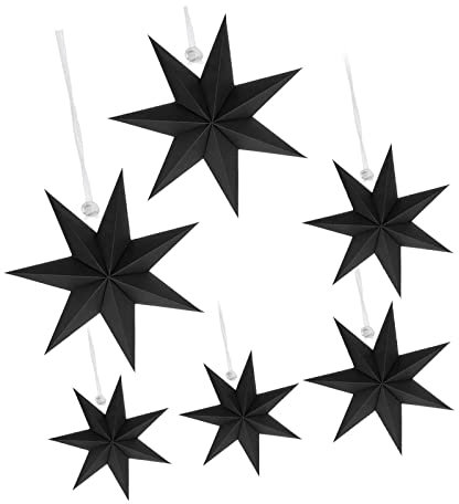 6 StüCk Papiersterne FüR Weihnachts Deko 7 Zacken Schwarz Papier Stern Faltstern Weihnachten Dekoration Skandinavisch