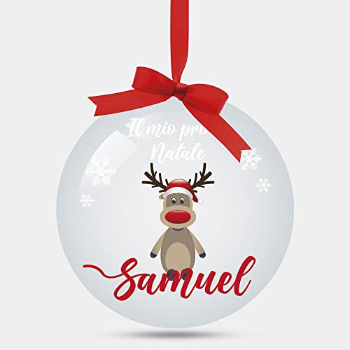 Pallina Natale Personalizzata con foto nome frase decorazione natalizia addobbi albero Natale Famiglia Amici Amore Fidanzati Nonni Nonna Nonno Regalo Originale Stampitaly (Tondo)