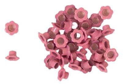 Craftelier - Confezione da 40 occhielli a forma di fiore | Ideali per lo scrap o il crafting | Adatti a vari materiali | Misura interna 5 mm e misura esterna 10 mm - Colore rosa bubblegum