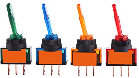 4 Stück Wippschalter, 12 V 20 A LED Ein/Aus 3-poliger SPST-Kipp-Wippschalter für Auto, Auto, LKW, Boot