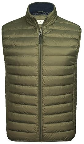 Xact Men's Funnel Neck Quilted Puffer Gilet/Bodywarmer, Mid-Weight Vest with Concealed Zipped Front Pockets (Khaki) XL