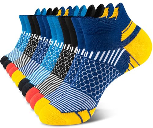 Niofind Mens Trainer Socks, Ankle Cushioned Running Socks, Cotton Low Cut Breathable Anti-Blister Socks for Sports Hiking Cycling Walking Multipack 6 Pairs