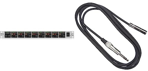 Behringer POWERPLAY HA8000 V2 Amplificatore di missaggio e distribuzione per cuffie ad alta potenza a 8 canali & Stagg SAC3PSJS DL Cavo S Serie Prolunga con Jack Stereo Audio per Cuffie, 6,3 mm, 3m