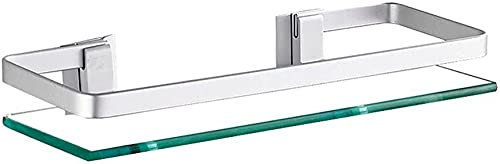 VIXPET Estante de baño de cristal, estante de pared rectangular de 1 nivel, 30 cm